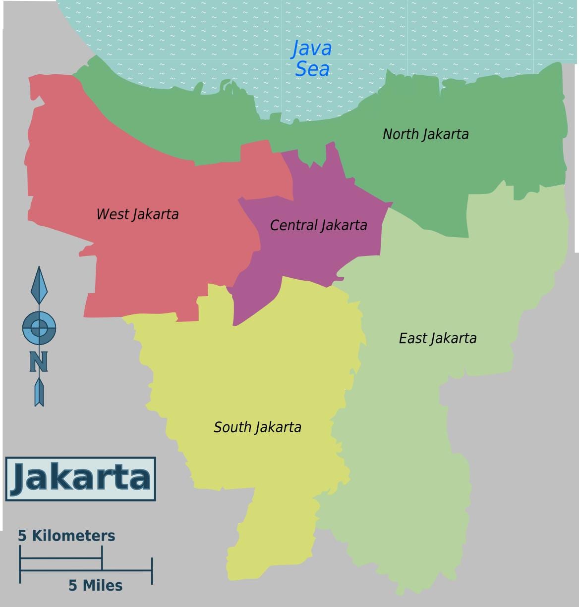 地図のジャカルタ地区